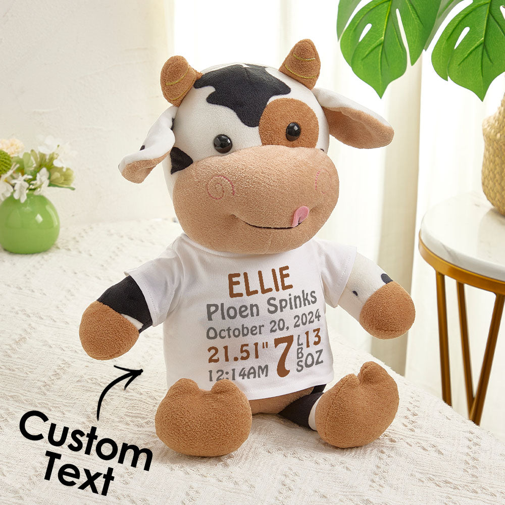 Cadeau Personnalisé D'annonce De Naissance De Jouet En Peluche De Vache En Peluche Pour La Douche De Bébé - MiniMe Pillow