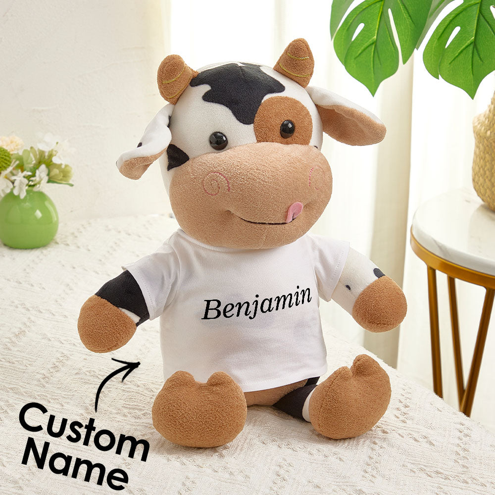 Peluche De Vache Personnalisée Avec Cadeau Texte Personnalisé Pour Fête Prénatale - MiniMe Pillow