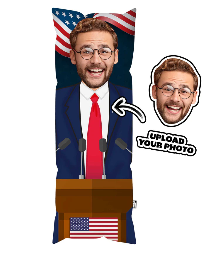 Oreiller De Corps Personnalisé, Oreiller De Visage De M. Le Président, Cadeau Pour Petit Ami - MiniMe Pillow