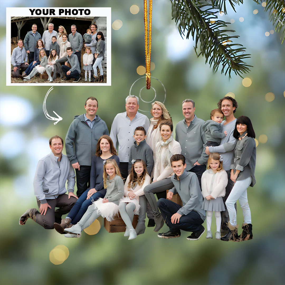 Ornement Photo Personnalisé Family Forever V4 - Ornement Photo Personnalisé - Cadeau De Noël Pour Les Membres De La Famille
