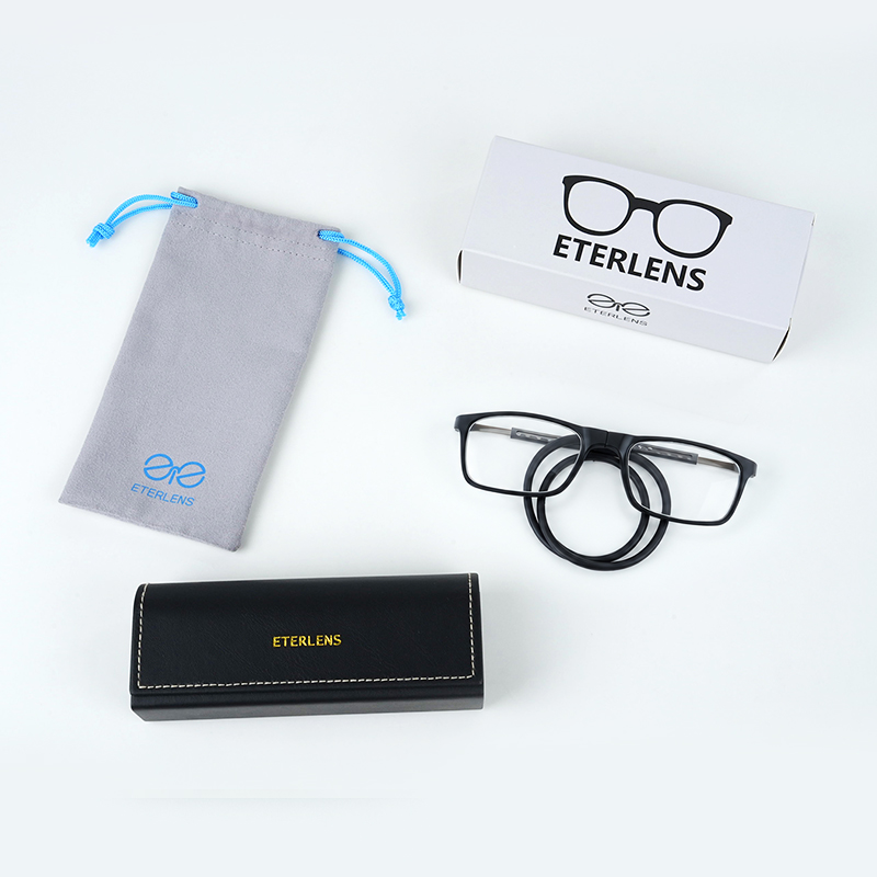 【スクエア型・メンズ向け】Eterlens｜磁石式首掛けリーディンググラス｜UV・ブルーライトカット｜快適な掛け心地