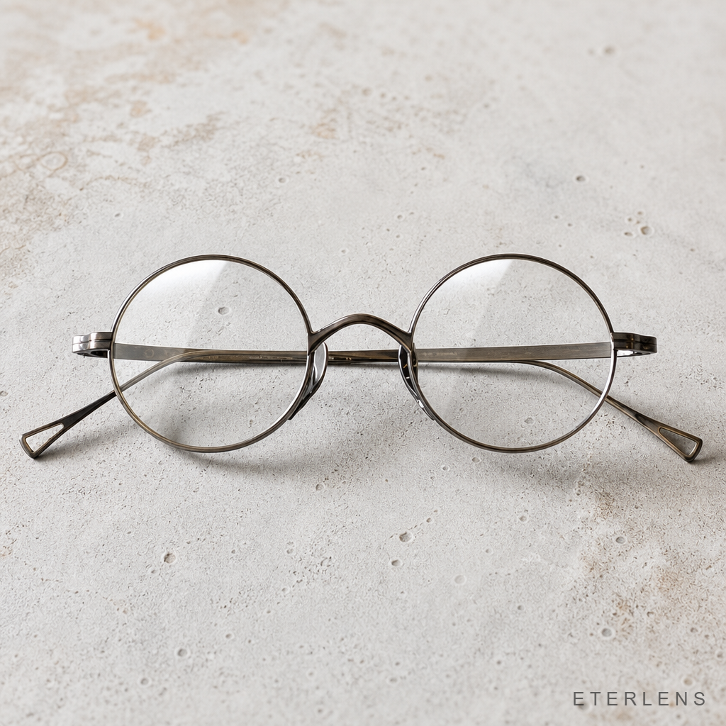 Eterlens KL 時の円環コレクション『刻』｜8.8g 超軽量のチタン製レトロラウンドメガネ｜度付き可能｜匠の技が光る一本