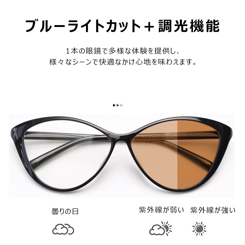 Eterlens  欧米風キャッツアイのブルーライトカットメガネ-Eterlens