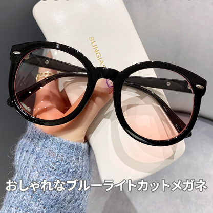 Eterlens｜太セルチークカラーレンズメガネ｜ブルーライトカット｜小顔効果