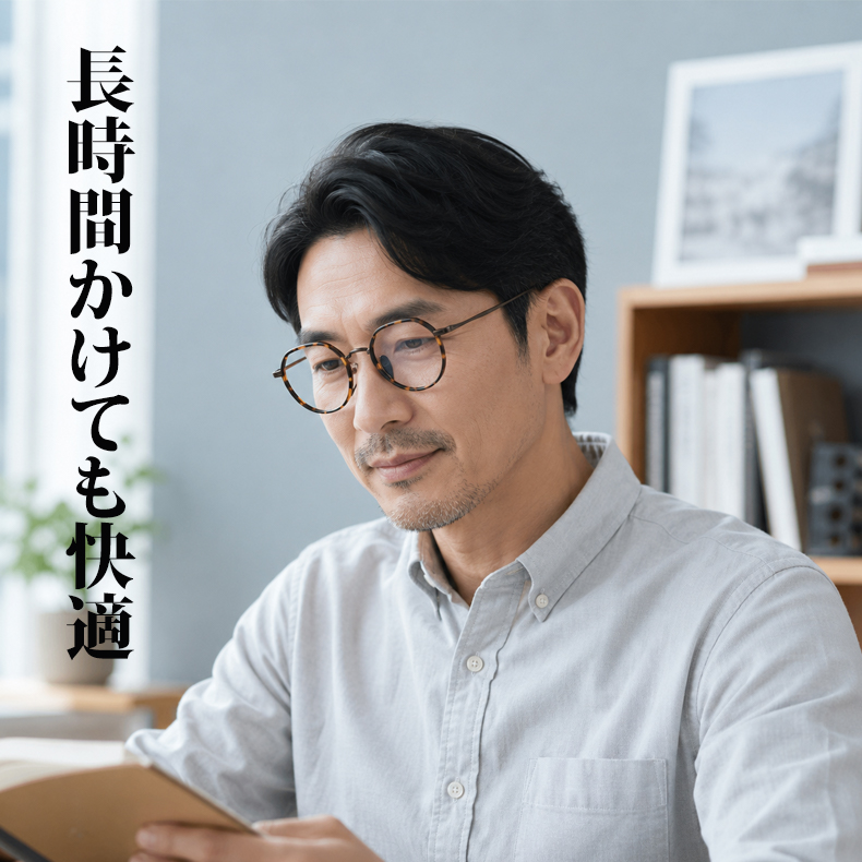 【－5歳の若見え】Eterlens | 7.2g 驚きの軽さ | 小顔効果クラウンパント纯チタン眼鏡