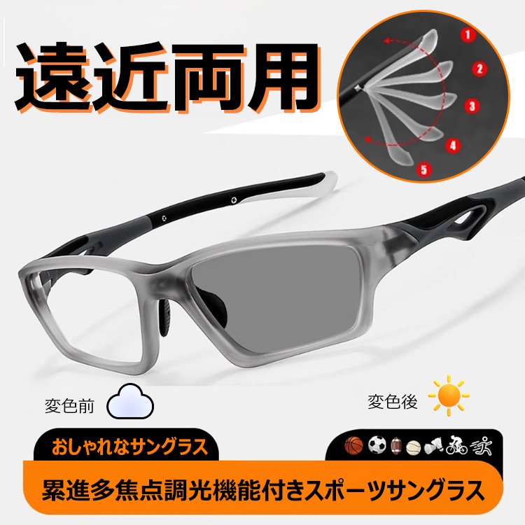 MIDI ミディ] 調光レンズの遠近両用メガネ ボストン 遠近両用老眼鏡 調 