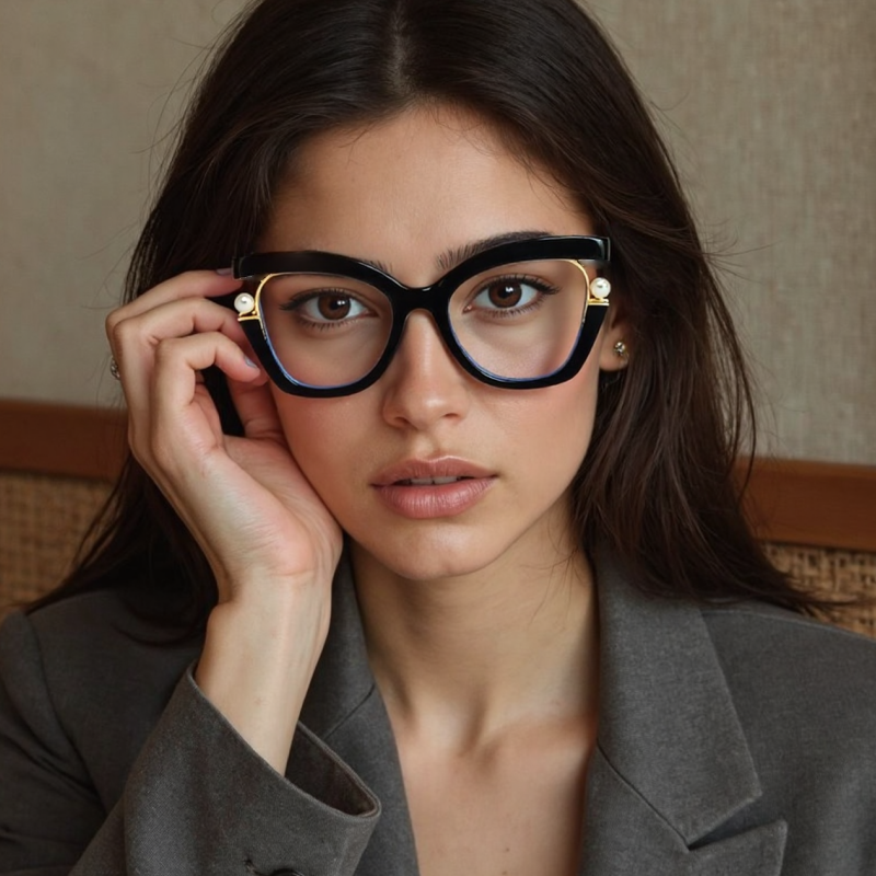 Eterlensキャットアイパール装飾ブルーライトカット老眼鏡-Eterlens