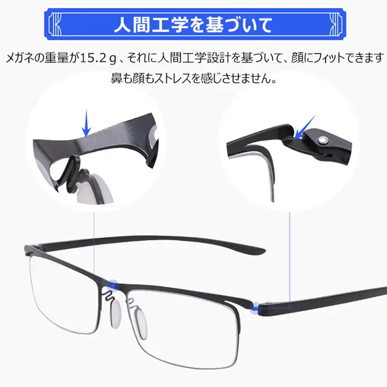 累進多焦点遠近両用ブルーライトカット老眼鏡 | Square Progressive - 商品画像 5/6