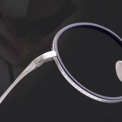 Eterlens｜高級感のある彫刻模様スプラウトパットメガネ｜匠の技が光る一本