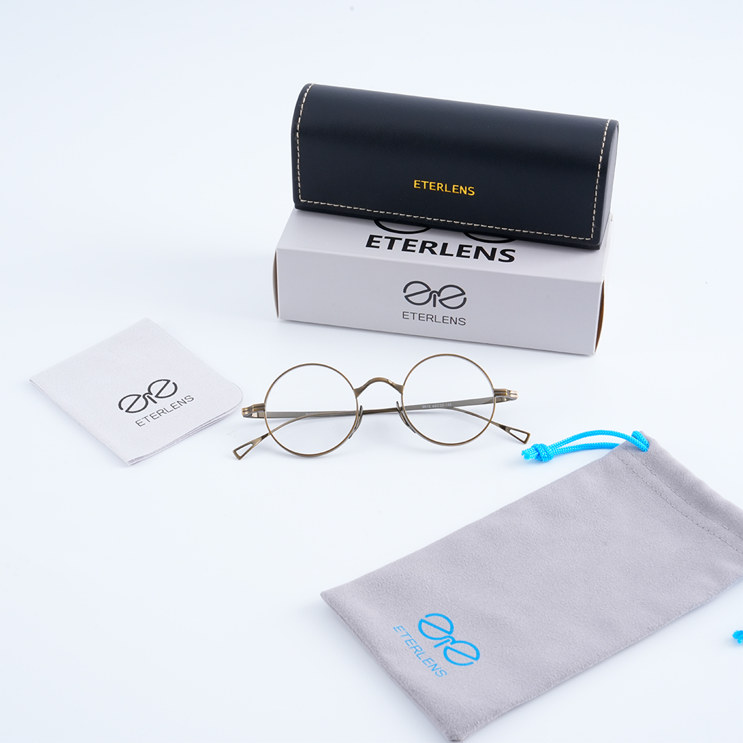 【時の円環・8.8g耐衝撃】Eterlens 職人魂が宿る『刻』コレクション | 純チタン製 極細レトロラウンド | 掛けていることを忘れる軽さ|度付き対応メガネ