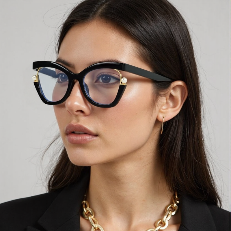 Eterlensキャットアイパール装飾ブルーライトカット老眼鏡-Eterlens