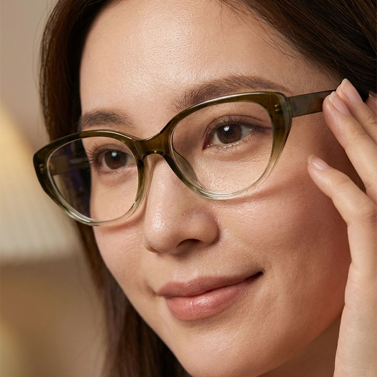 フォックス型 エレガントでおしゃれな 若見えブルーライトカットリーディンググラス | Eterlens