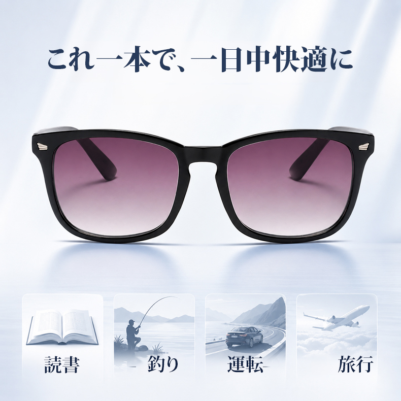 グラデーションカラーレンズ女性用｜遠近両用 紫外線対策｜老眼鏡・サングラスの2in1 | Wellington SunReader | Eterlens
