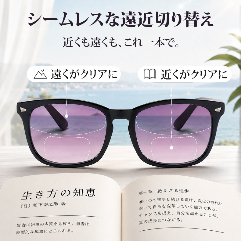 グラデーションカラーレンズ女性用｜遠近両用 紫外線対策｜老眼鏡・サングラスの2in1 | Wellington SunReader | Eterlens