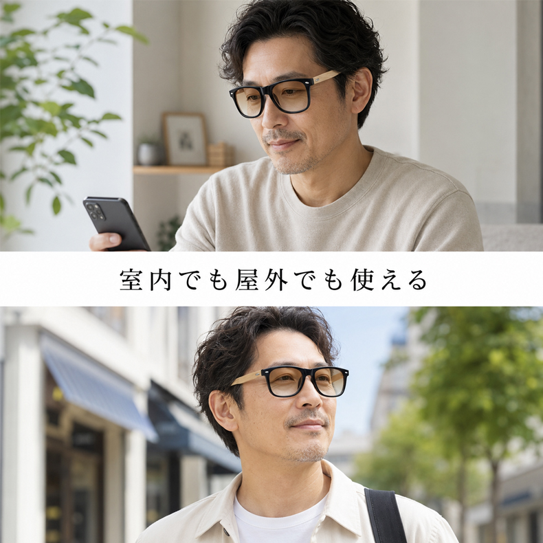 【UVカット・遠近両用】Eterlens | 木製テンプル二重焦点サングラス