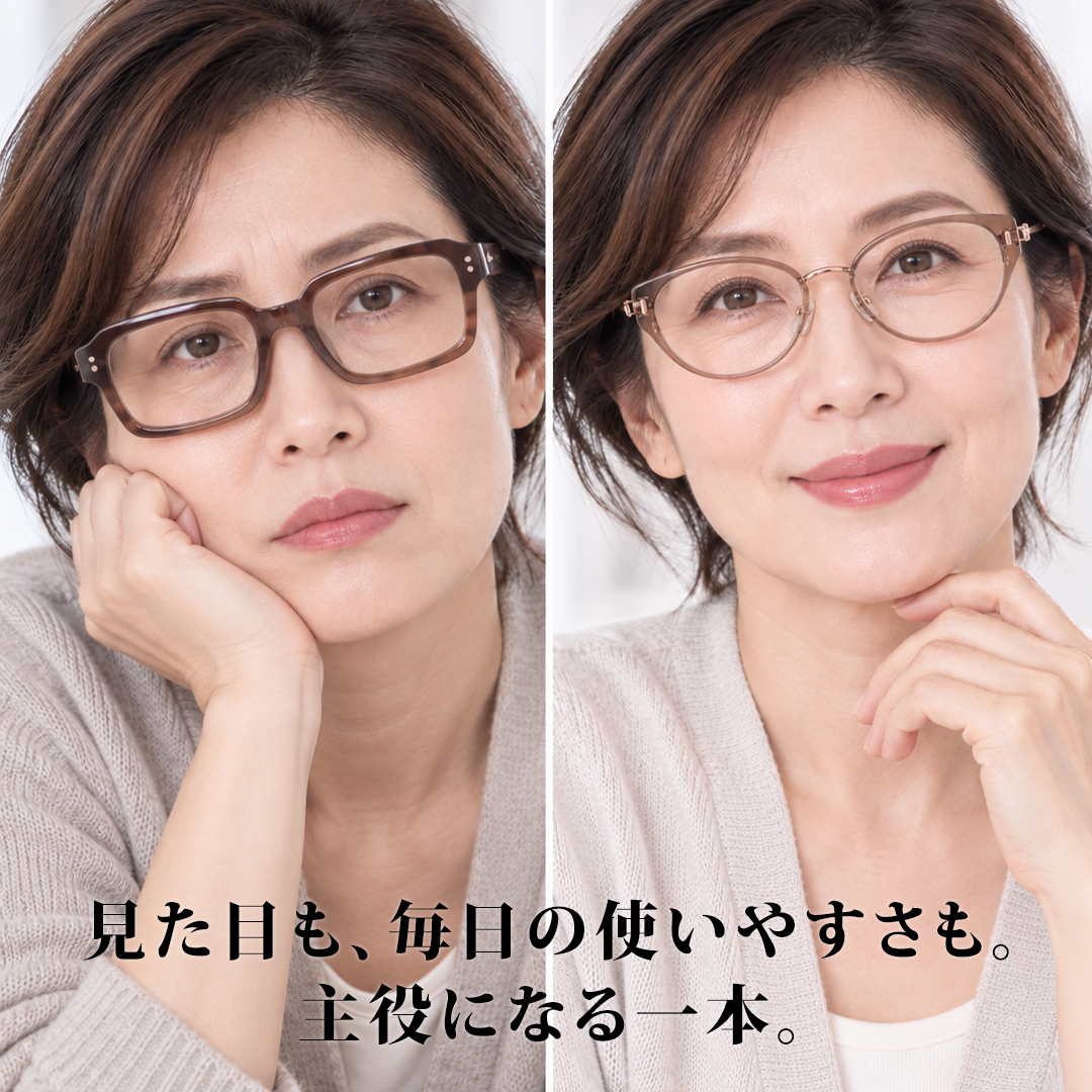 【小顔効果・高級感溢れる】Eterlens フォックス型メガネ | 14.4g超軽量TR+合金フレーム | 度付き対応・ブルーライトカット・レディース