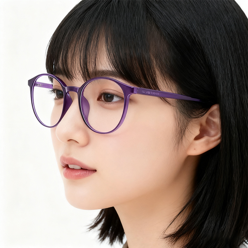 【8g超軽量・二重焦点対応】Eterlens｜TR素材「Airy Purple」｜肌映え半透明ボストン型｜締め付けゼロ 超軽量｜単焦点・ブルーライトカット｜大人の素顔を上品に彩る - 商品画像 4/14 (Boston Progressiv