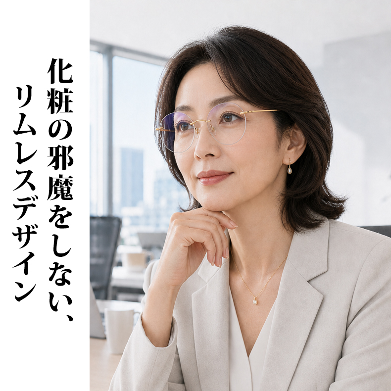 Eterlens 時の円環コレクション｜8.6g ツーポイントラウンド型リムレス老眼鏡｜ブルーライトカット｜エレガントでユニーク