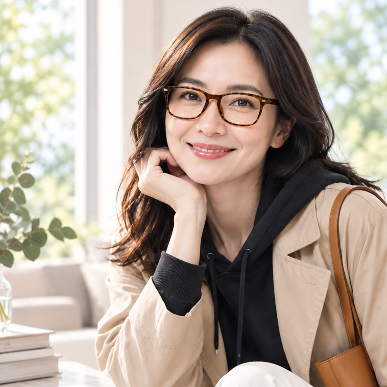 遠近両用累進多焦点ブルーライトカットビッグフレーム老眼鏡 | Wellington Progressive | Eterlens