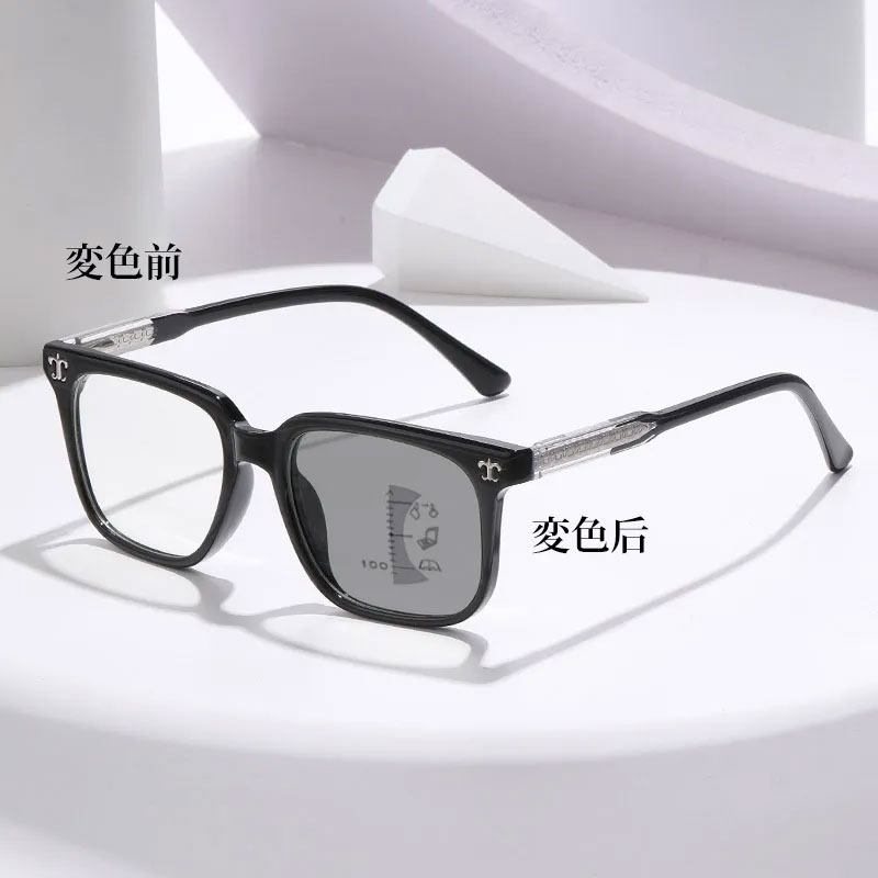 【調光・遠近両用】アセテート｜ブルーライトカット｜超軽量｜スクエア型 老眼鏡