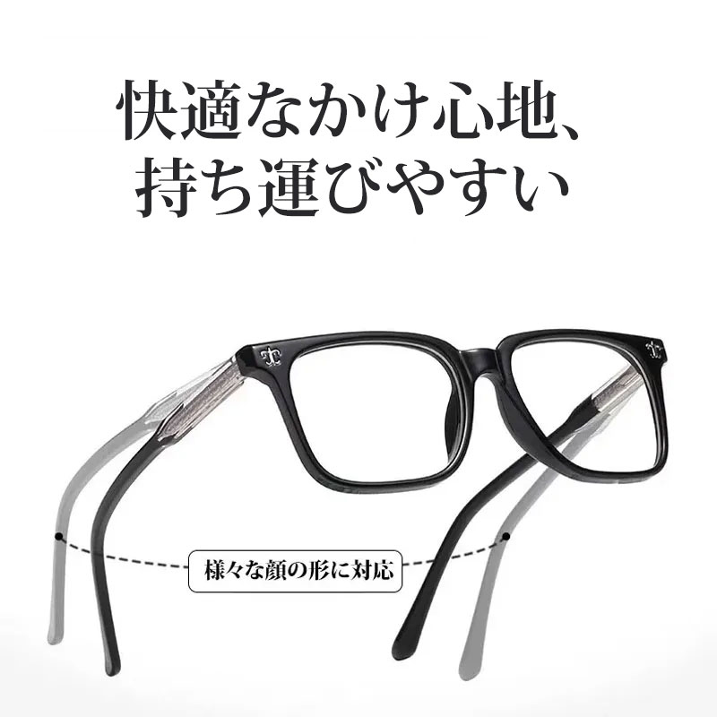 【調光・遠近両用】Eterlens 色が変わる老眼鏡｜大きなスクエア型｜芯張りテンプル｜アセテート｜ブルーライトカット 紫外線対策 ユニセックス