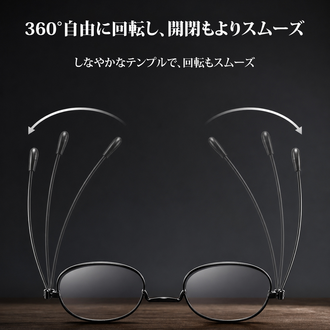 山型ノーズパッド 極薄｜折りたたみ式ブ ルーライトカット｜持ち運びやすい老眼鏡 | Round FoldLite | Eterlens