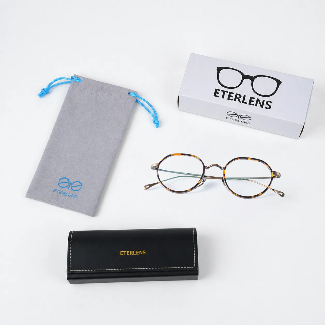 【－5歳の若見え】Eterlens | 7.2g 驚きの軽さ | 小顔効果クラウンパント纯チタン眼鏡