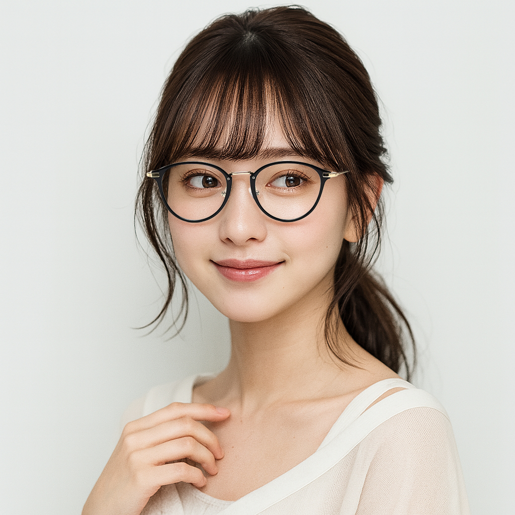 Eterlens クラシックラウンドフレームメタルブリッジ│ のブルーライトカットメガネ