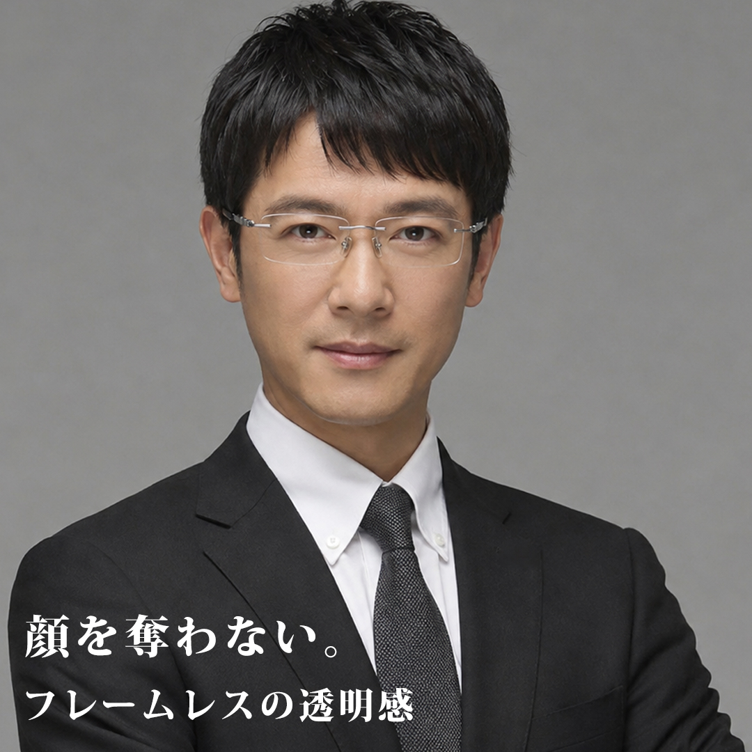 【軽やかな掛け心地】Eterlens 約10g 純チタン リムレスメガネ｜ブルーライトカット｜UVカット