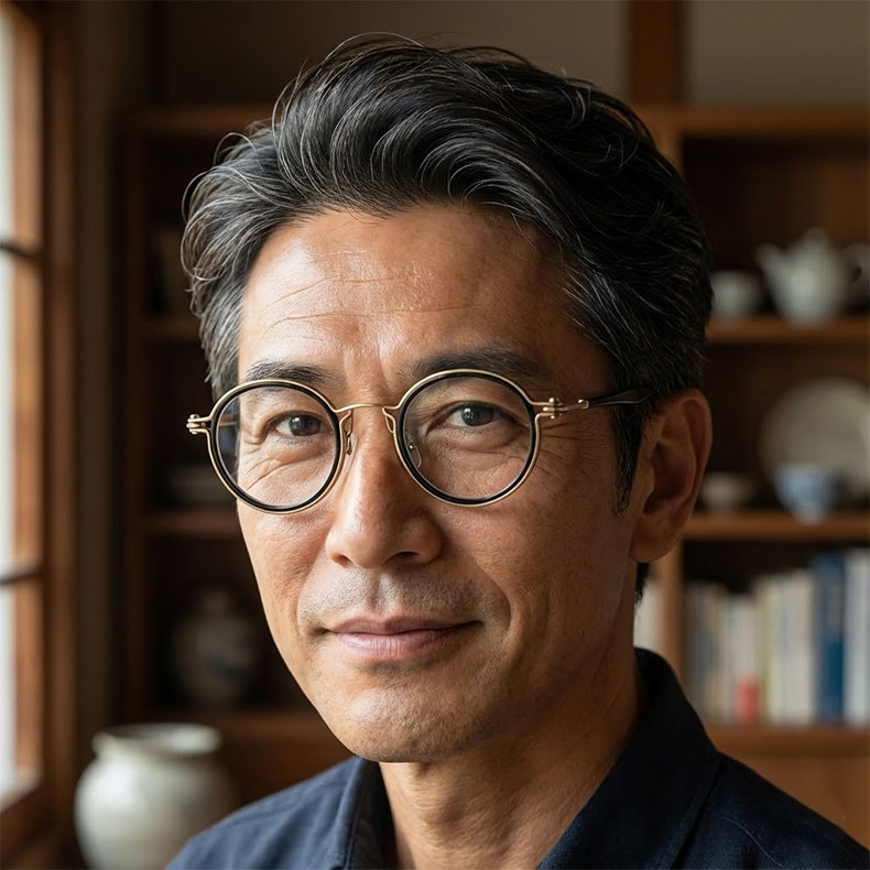 【鯖江風・14.7g超軽量】Eterlens 老眼鏡 おしゃれ 丸メガネ Retro-Classic 14 | 純チタン製 遠近両用 調光対応 | 度付き対応可能・匠の仕上がり - 商品画像 12/16 (Boston Progressiv