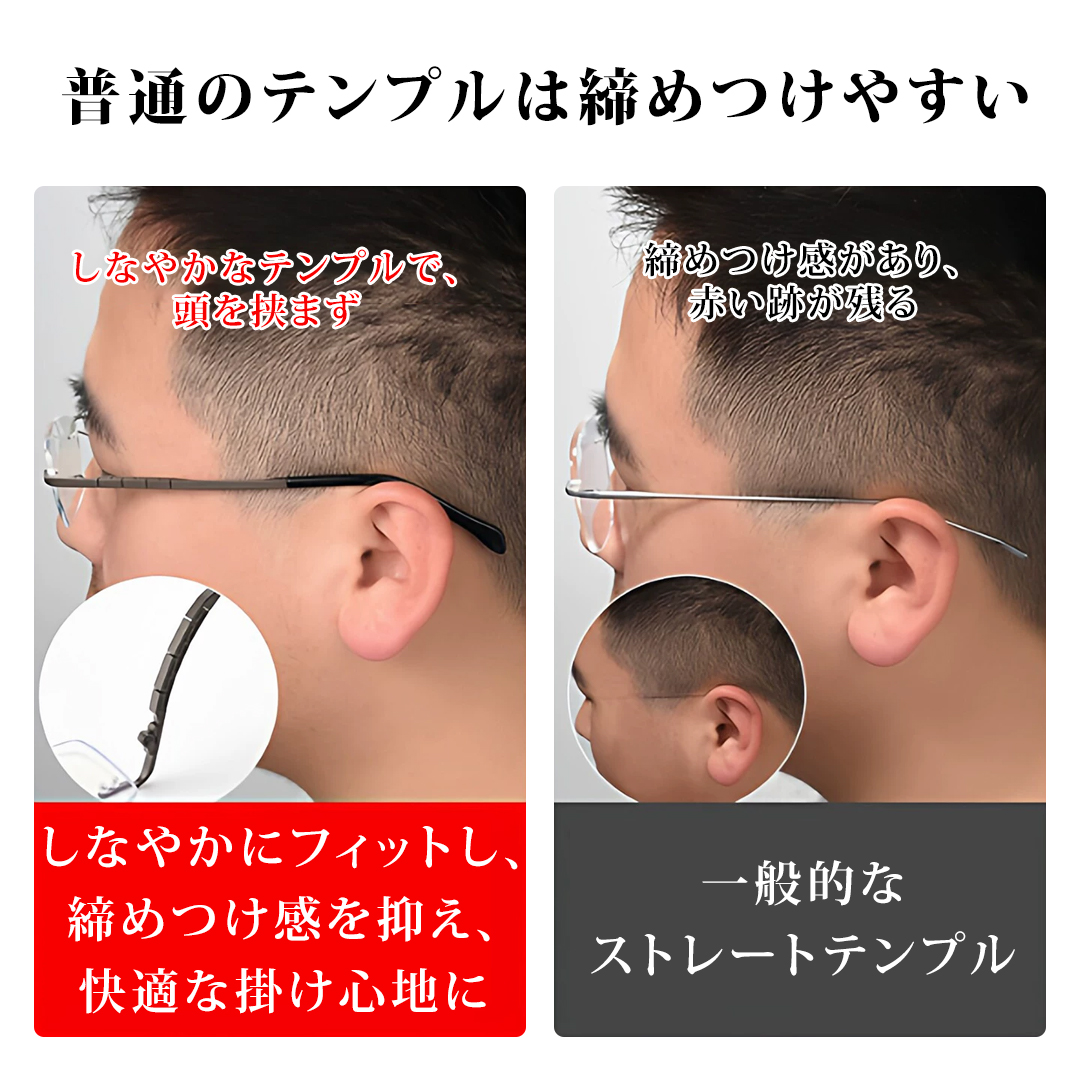 【軽やかな掛け心地】Eterlens 約10g 純チタン リムレスメガネ｜ブルーライトカット｜UVカット