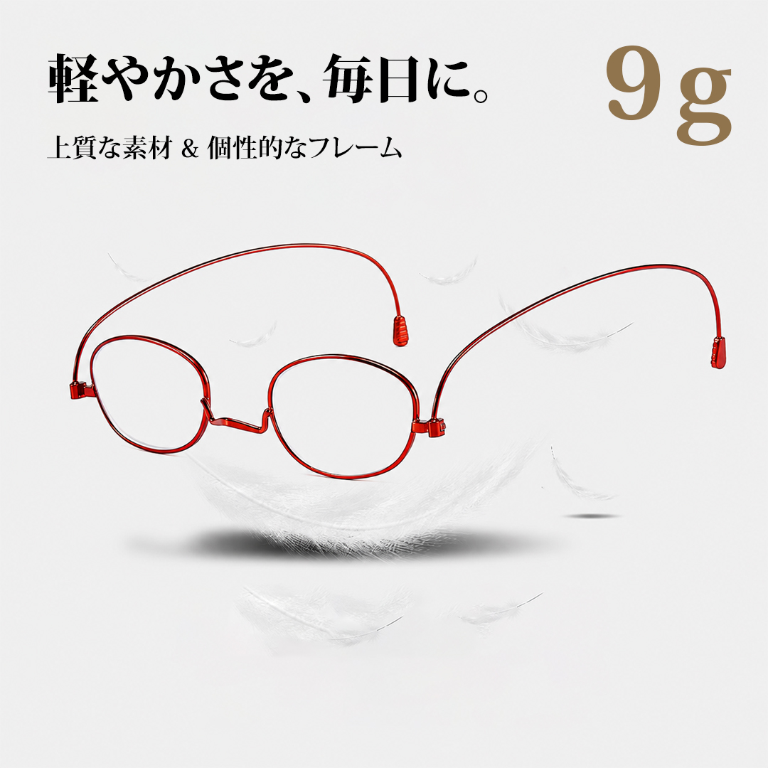 山型ノーズパッド 極薄｜折りたたみ式ブ ルーライトカット｜持ち運びやすい老眼鏡 | Round FoldLite | Eterlens