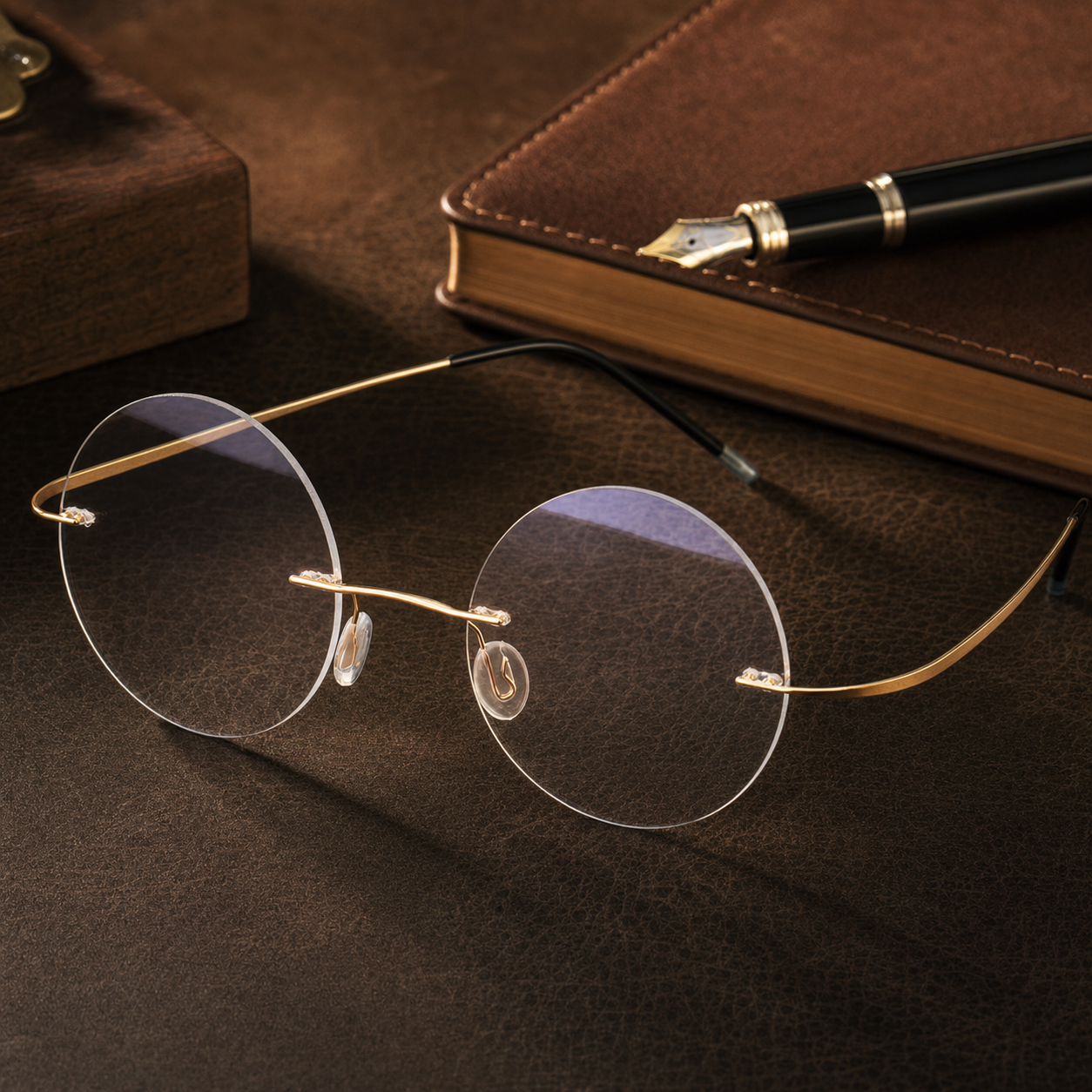 Eterlens 時の円環コレクション｜8.6g ツーポイントラウンド型リムレス老眼鏡｜ブルーライトカット｜エレガントでユニーク