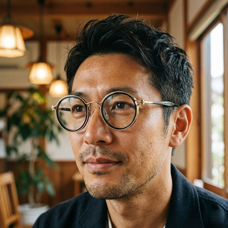 【鯖江風・14.7g超軽量】Eterlens 老眼鏡 おしゃれ 丸メガネ Retro-Classic 14 | 純チタン製 遠近両用 調光対応 | 度付き対応可能・匠の仕上がり - 商品画像 11/16 (Boston Progressiv