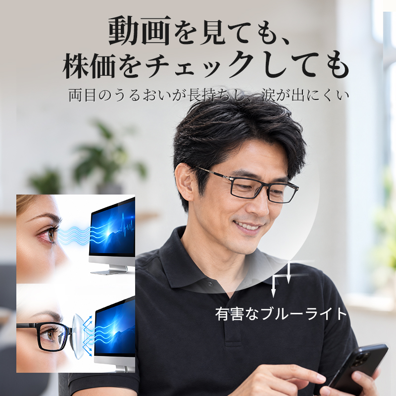 Eterlens 1本3役！遠近両用・瞬間調光サングラス【ブルーライトカット・老眼対応】
