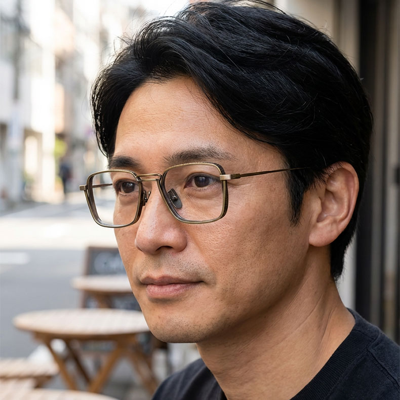 【調光・ブルーライトカット】Eterlens 老眼鏡 おしゃれ  かっこいい メンズ| 超軽量メタル UVカット 1本3役 | レトロ スクエア型 運転用サングラス