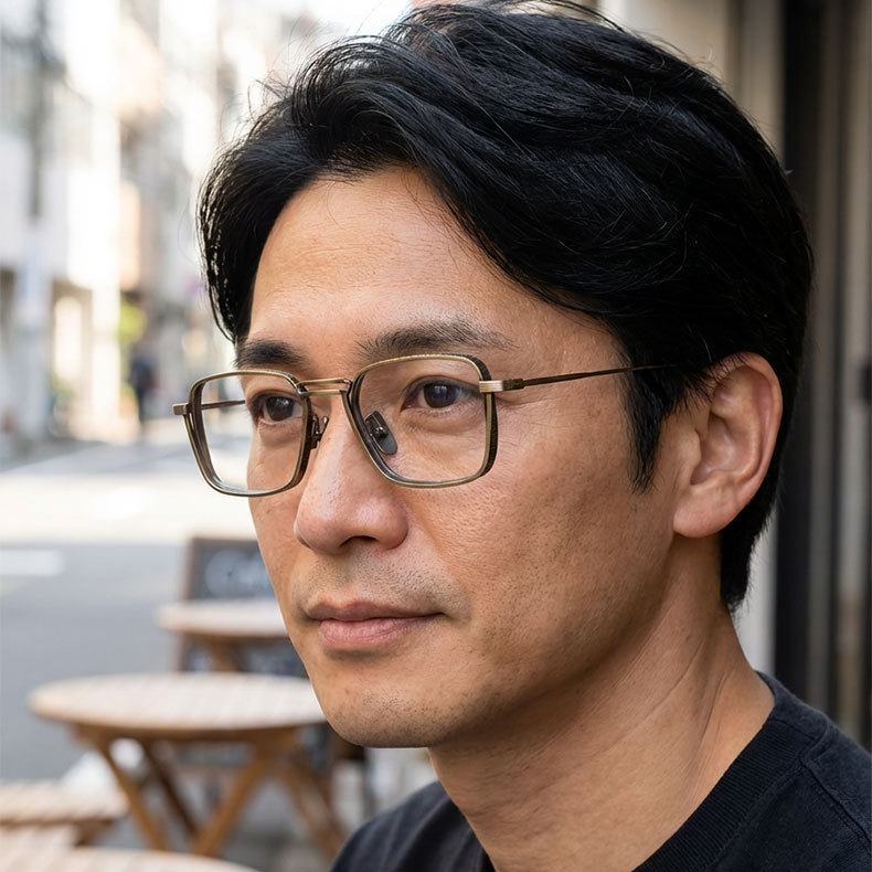 【調光・ブルーライトカット】Eterlens 老眼鏡 おしゃれ  かっこいい メンズ| 超軽量メタル UVカット 1本3役 | レトロ スクエア型 運転用サングラス