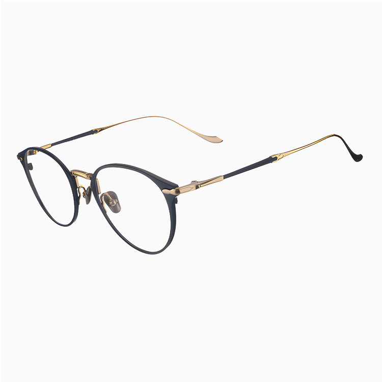【知的なネイビー×ゴールド・チタン】Eterlens 15g メガネ 度付き おしゃれ ボストン | 軽量・金属アレルギー対応 | クラシック・男女兼用 - 商品画像 7/14 (Boston RxReady)