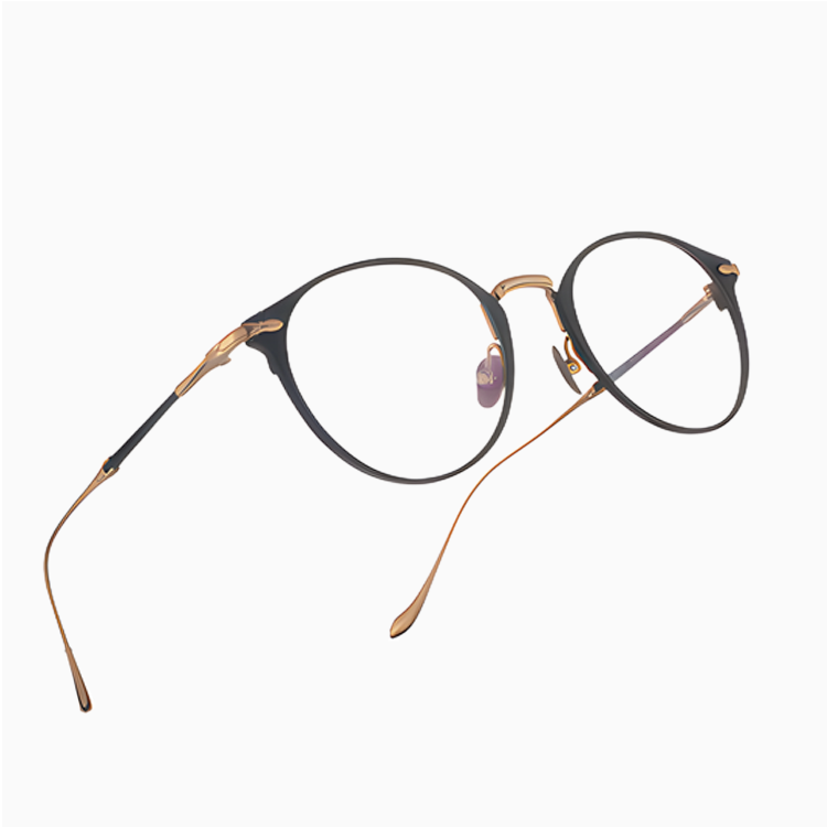 【知的なネイビー×ゴールド・チタン】Eterlens 15g メガネ 度付き おしゃれ ボストン | 軽量・金属アレルギー対応 | クラシック・男女兼用 - 商品画像 9/14 (Boston RxReady)