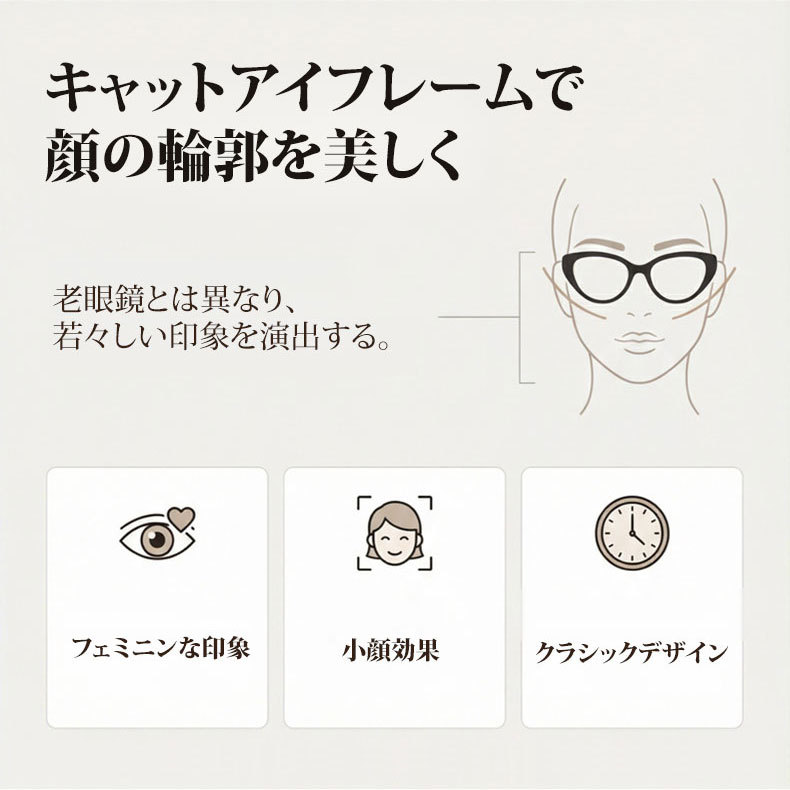 Eterlens キャットアイ エレガントでおしゃれな 若見えブルーライトカットリーディンググラス