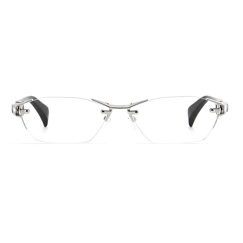 【ブルーライトカット・調光レンズ・リムレス】 Eterlens｜ミニマルな多角形リムレス老眼鏡｜シャープな幾何学デザイン・洗練された印象｜目にやさしくて快適
