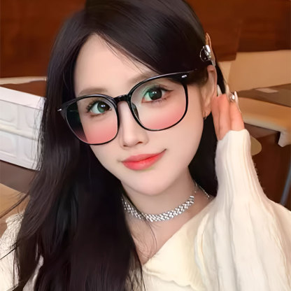 Eterlens | ビッグフレームチークカラーレンズメガネ|小顔効果ブルーライトカット | すっぴんに映える