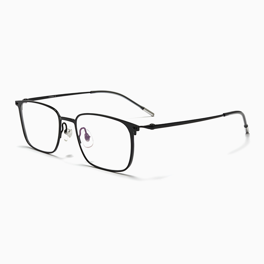 【軽やかな掛け心地】Eterlens 純チタンメガネ｜約8gの超軽量設計｜スクエア・若々しく見えるビジネススタイル