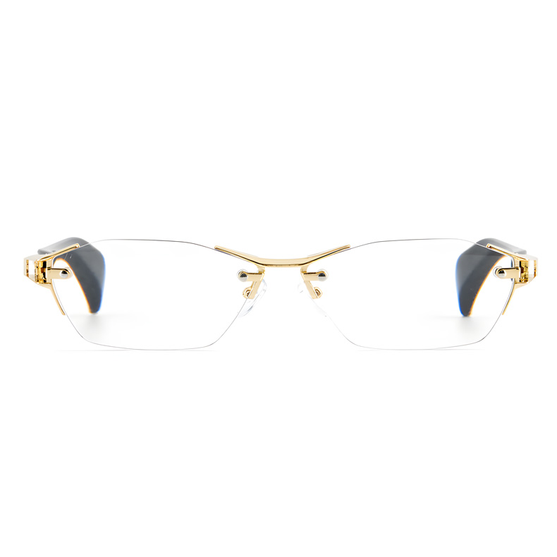 【ブルーライトカット・調光レンズ・リムレス】 Eterlens｜ミニマルな多角形リムレス老眼鏡｜シャープな幾何学デザイン・洗練された印象｜目にやさしくて快適
