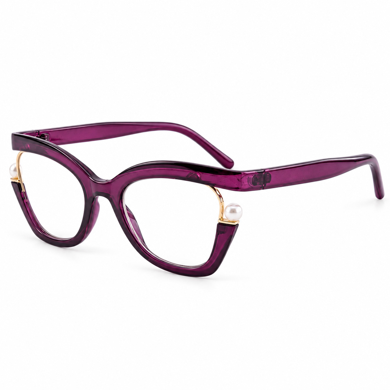 Eterlens『Audrey』｜パールが輝く、女優フォックス型PCメガネ｜ブルーライトカット・老眼鏡