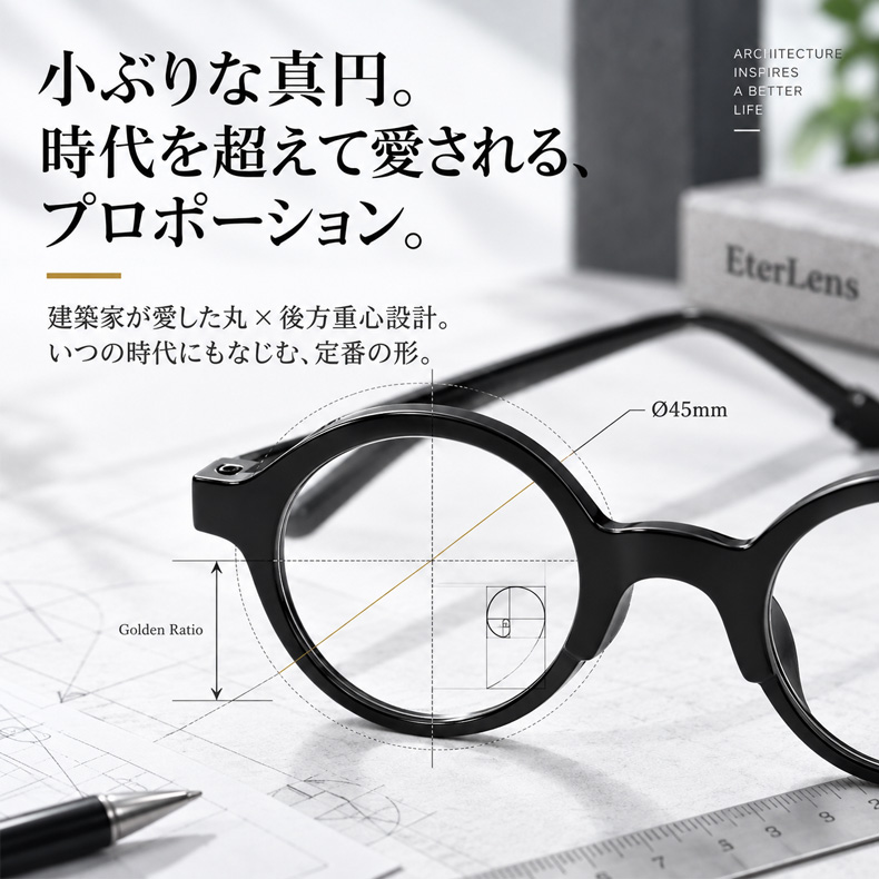 【時の円環・鼻筋すっきり】Eterlens レトロなリーディンググラス │つるの先端にウェイトを配した後方重心設計│快適でずれにくい 商品画像 8