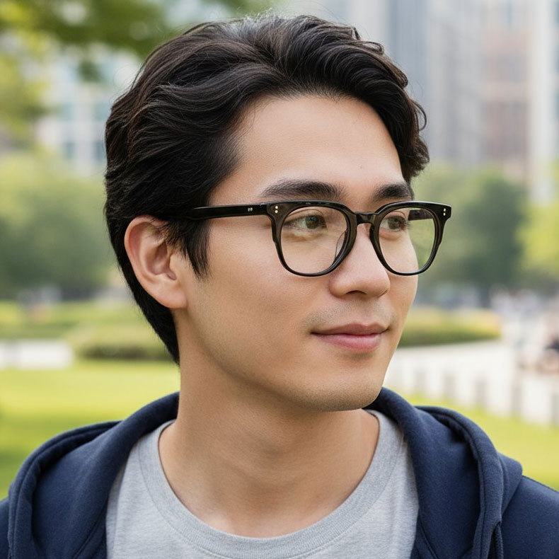 Eterlens│高級感のあるボストンフレーム | 幅広キーホールブリッジメガネ