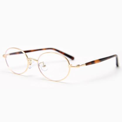 Eterlens|楕円形メタルフレーム|ブルーライトカットで目を守る|レトロ風メガネ