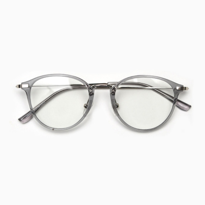 Eterlens クラシックラウンドフレームメタルブリッジ│度数対応可能のブルーライトカットメガネ-Eterlens