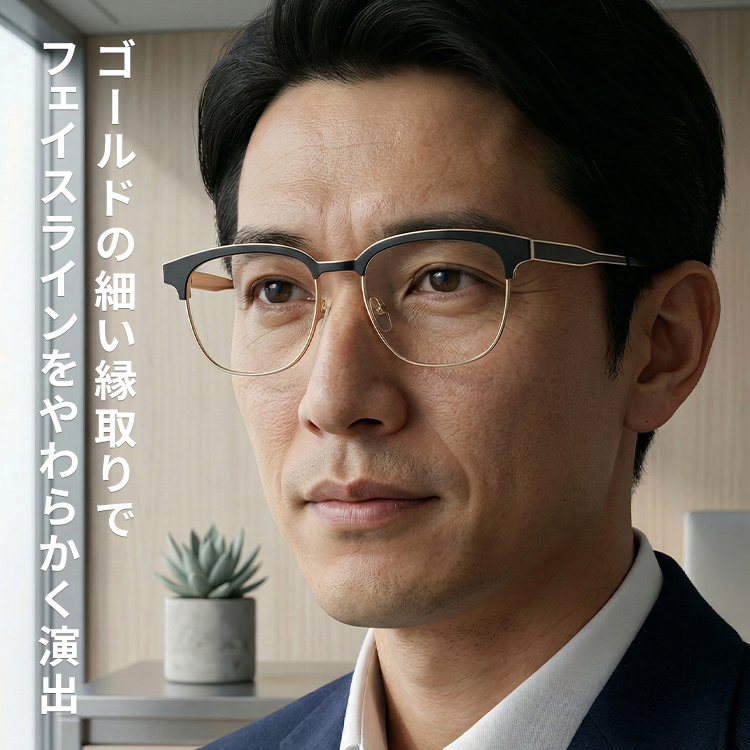 【知的でシャープな印象・小顔効果】Eterlens  スクエアフレーム メガネ｜高品質メタルフレーム｜度付き対応・ブルーライトカット・ユニセックス - 商品画像 4/10 (Round RxReady)